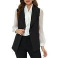 thumbnail image 1 of INSPIRE CHIC Women's Shawl Collar Open Front Belted Sleeveless Blazer Vest L Black, 1 of 6