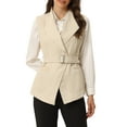 thumbnail image 1 of INSPIRE CHIC Women's Shawl Collar Open Front Belted Sleeveless Blazer Vest XS Apricot, 1 of 6