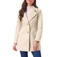 thumbnail image 1 of INSPIRE CHIC Women's Shawl Collar Single Breasted Mid-Thigh Overcoat XS Beige, 1 of 8