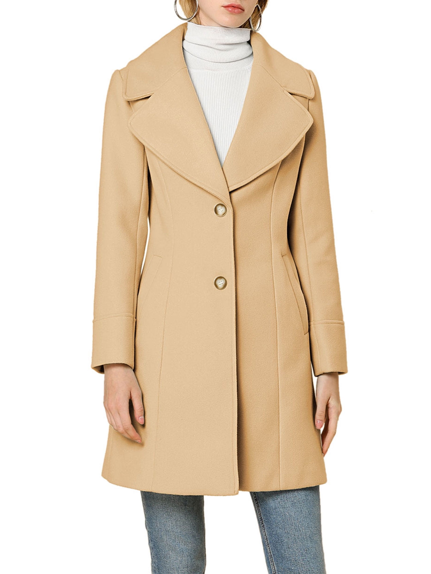 Allegra K Women's Saint Patrick's Day Elegant Winter Overcoat Mid-thigh  Stand Collar Single Breasted Long Coat Beige X-Small : : Clothing,  Shoes & Accessories