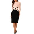 thumbnail image 1 of INSPIRE CHIC Women's Sheath Dress Contrast Color Bodycon Wear-to-Work Pencil Midi Dresses S Pink, 1 of 6