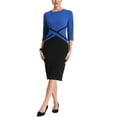thumbnail image 1 of INSPIRE CHIC Women's Sheath Dress Contrast Color Bodycon Wear-to-Work Pencil Midi Dresses XS Royal Blue, 1 of 7