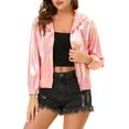 thumbnail image 1 of INSPIRE CHIC Women's Jacket Shiny Long Sleeve Lightweight Zipper Hooded Metallic Jacket M Pink Holographic, 1 of 8
