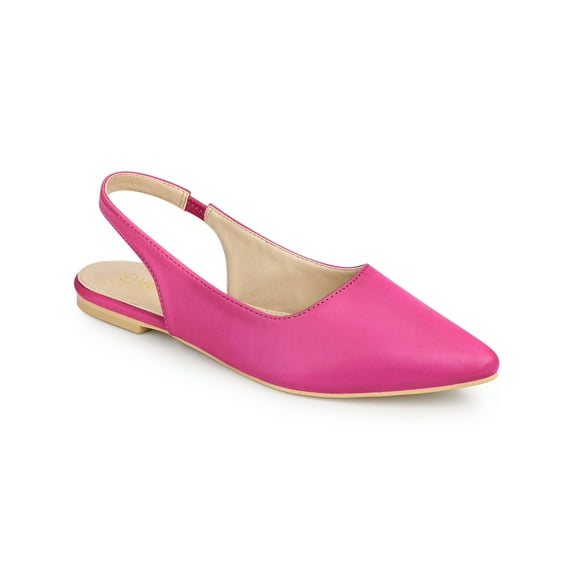 BLISSFUL STEP Valentine's Women's Shoes Slingback Pointed Toe Flat Shoes Hot Pink 10