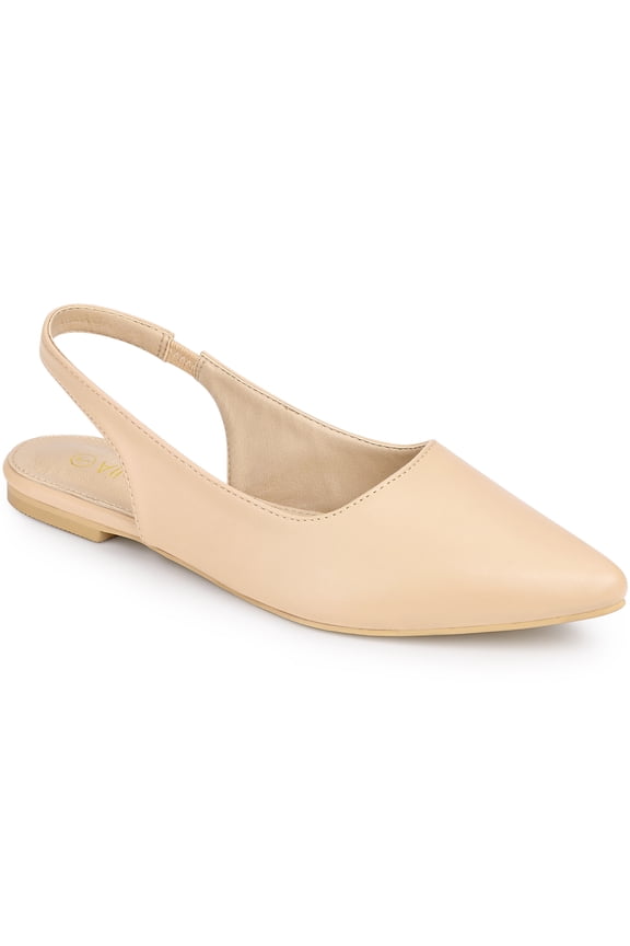 Valentine's Women's Shoes Slingback Pointed Toe Flat Shoes Beige 7