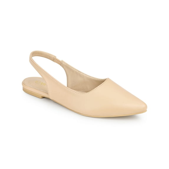 BLISSFUL STEP Valentine's Women's Shoes Slingback Pointed Toe Flat Shoes Beige 7