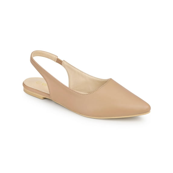 BLISSFUL STEP Valentine's Women's Shoes Slingback Pointed Toe Flat Shoes Nude 10