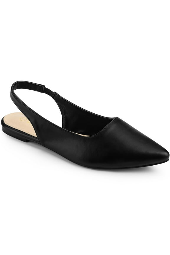 Valentine's Women's Shoes Slingback Pointed Toe Flat Shoes Black 7