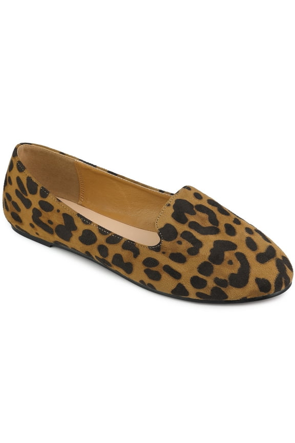 Women's Flats Faux Suede Round Toe Slip on Ballet Flats Leopard 7