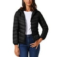 thumbnail image 1 of INSPIRE CHIC Women's Short Down Coat Packable Hooded Puffer Jacket Winter Ultra Light Outerwear M Black, 1 of 5