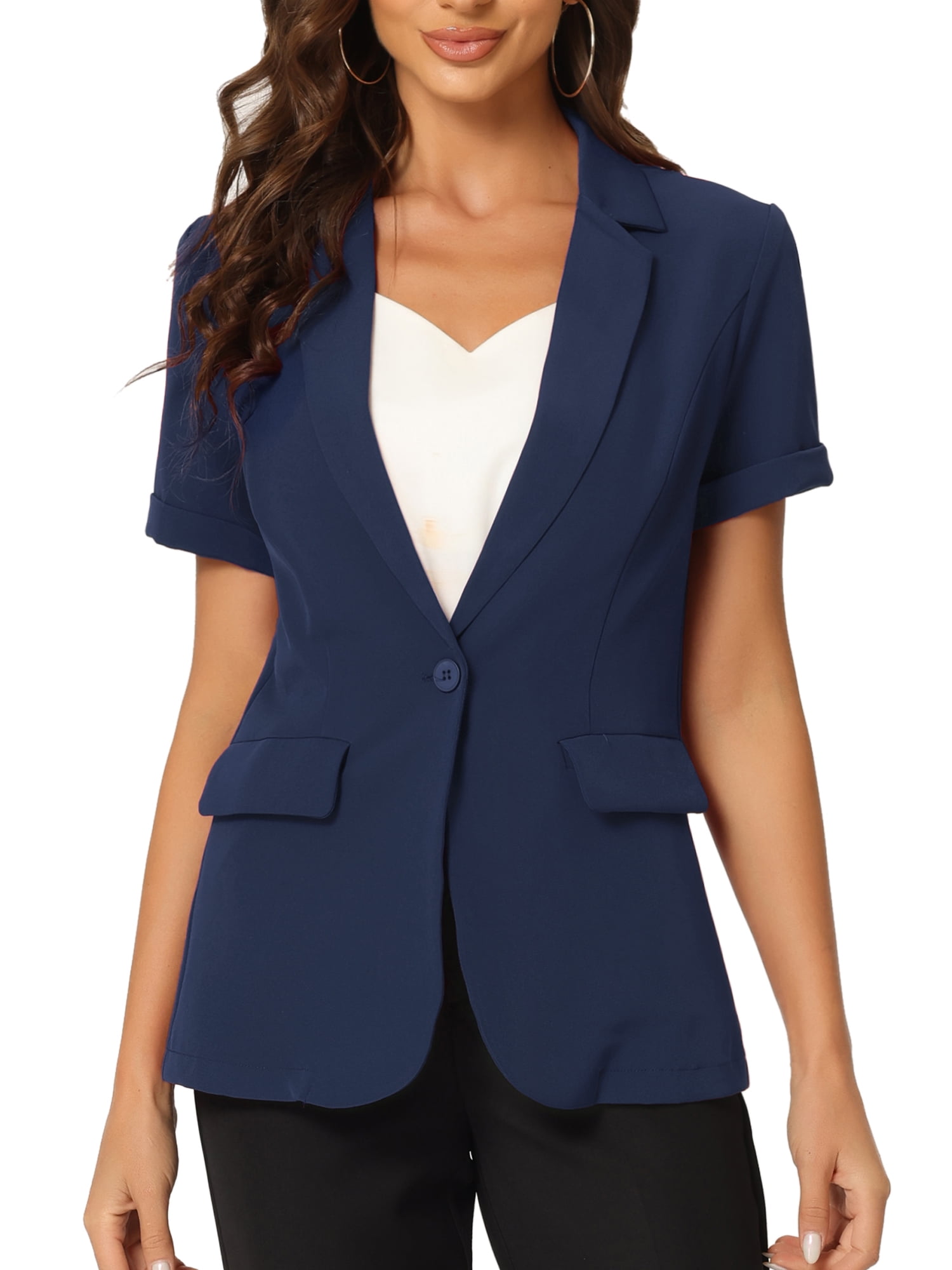 Blue Suit Jacket Dark Navy Blue Blazer Womens Allegra K Women's