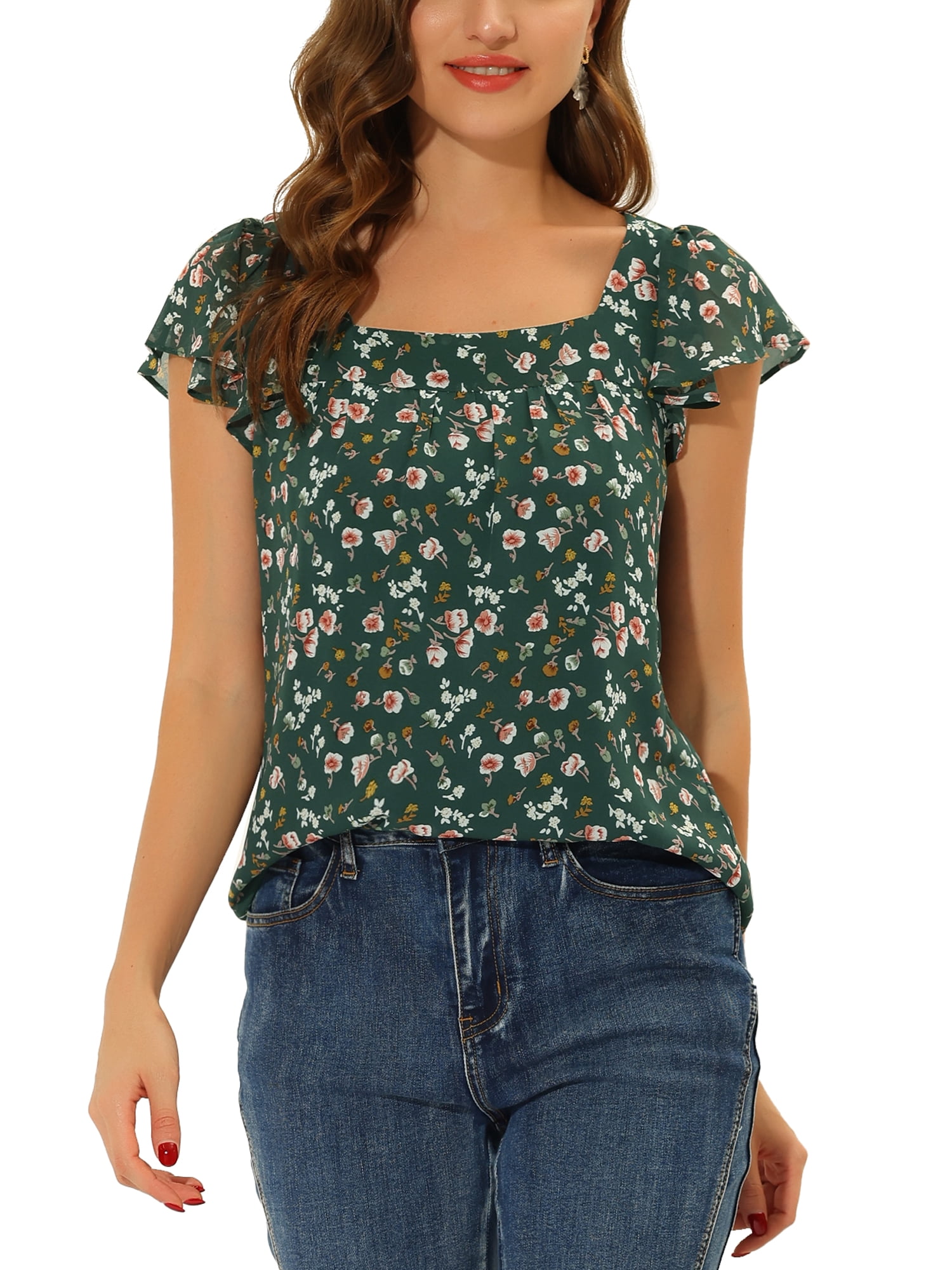 Haut Femme GUESS Soave - Taille L - Chiffon Floral à Volants - Rose - Neuf Avec étiquettes