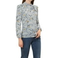 thumbnail image 1 of Allegra K Women's Side Bow Tie Neck Long Sleeve Floral Ruffled Blouse, 1 of 6