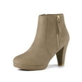 thumbnail image 1 of BLISSFUL STEP Women's Side Zip Low Platform Block Heel Ankle Booties Nude 7.5, 1 of 8