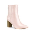 thumbnail image 1 of BLISSFUL STEP Women's Side Zip Pointed Toe Block Ankle Boots Bling Pink 10, 1 of 6