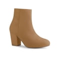 thumbnail image 1 of BLISSFUL STEP Women's Side Zipper Block Heel Ankle Boots Brown 6, 1 of 7