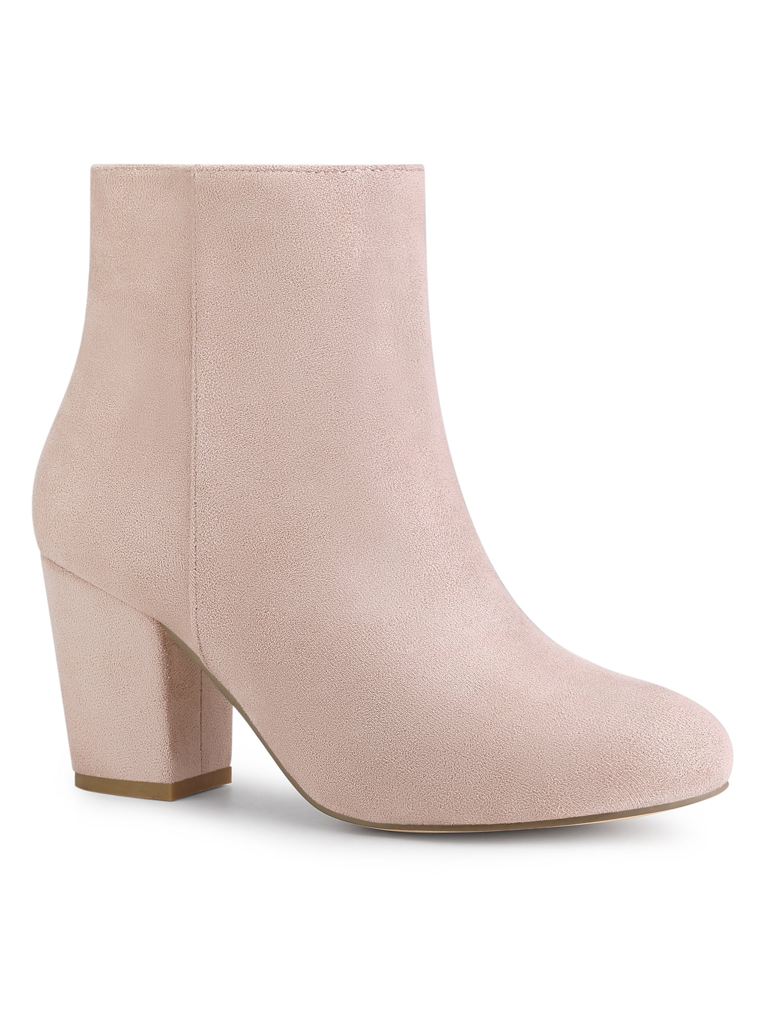 Size Zipper Block Heels Boots