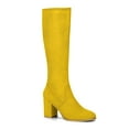 thumbnail image 1 of BLISSFUL STEP Valentine's Women's Knee High Boots Side Zipper Faux Suede Block Chunky Heels Yellow 5.5, 1 of 7