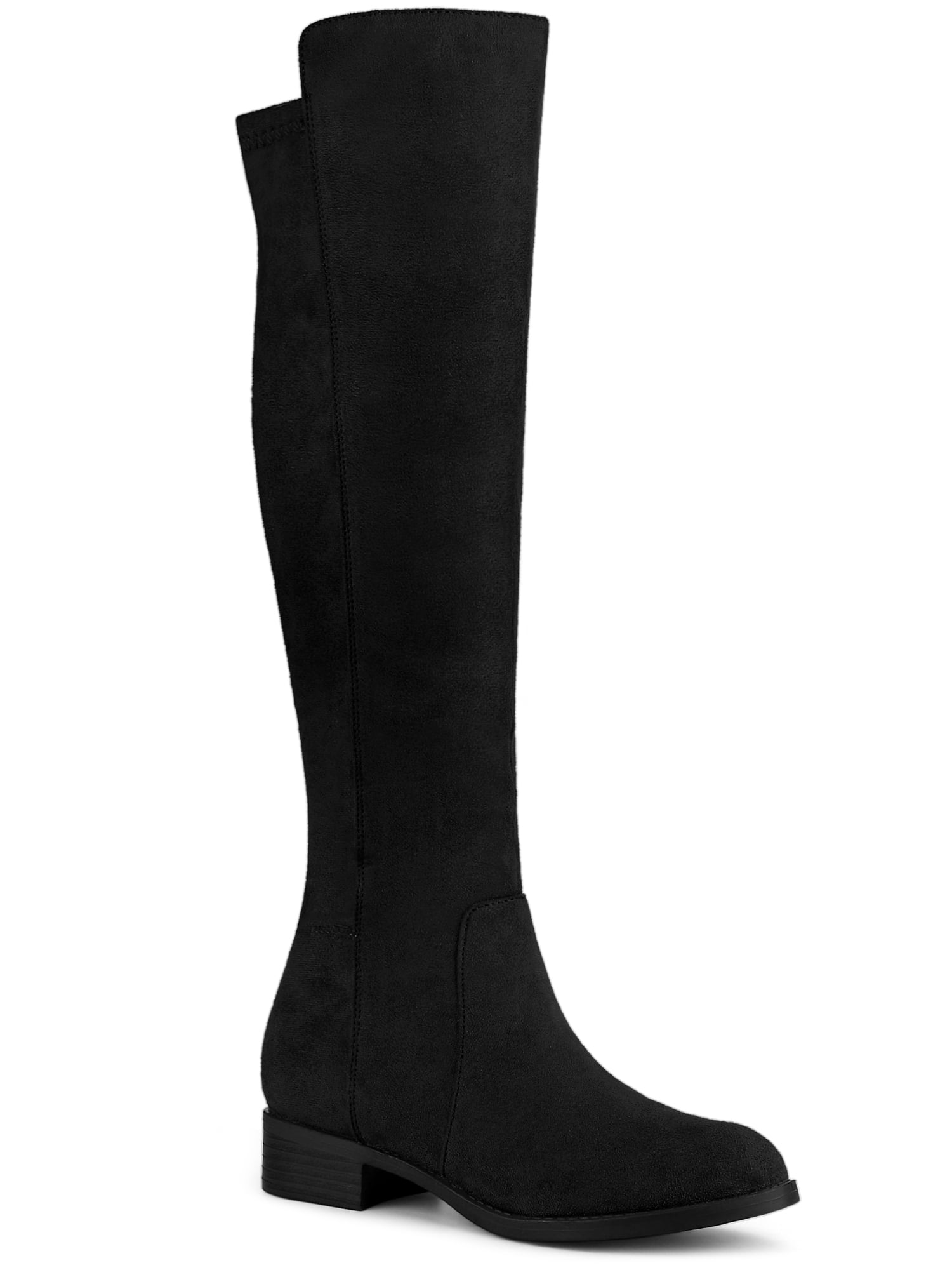 BLISSFUL STEP Women's Knee High Boots Chunky Heel Faux Suede Fall ...
