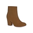 thumbnail image 1 of BLISSFUL STEP Women's Side Zipper Round Toe Block Heel Ankle Boots Brown 5.5, 1 of 6