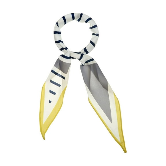 INSPIRE CHIC Women's Silky Rhombus Stripe Printed Neck Scarf for Shirts Headband Handbag Wraps Bandana 118x35cm/46x14 inches(LxW) Yellow