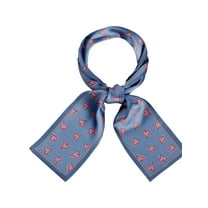 INSPIRE CHIC Silky Skinny Scarves Ribbon Heart Print Long Hairband Handbag Wrap 96x10cm/38x4 inches(LxW) Blue