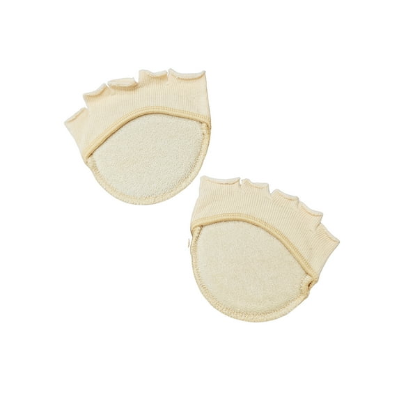 INSPIRE CHIC Unisex Size Free Cotton Heelless No Show Yoga Half Toe Socks One Size Beige1-1 Pair