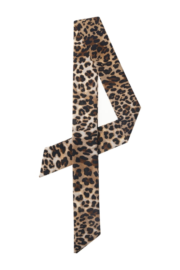 Skinny Scarf Womens Thin Long Neckscarf Fashion Leopard Print Hairband Waistband Bag Handle Accessory Coffee 88x5cm/35x2"