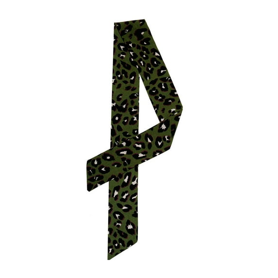 INSPIRE CHIC Skinny Scarf Womens Thin Long Neckscarf Fashion Leopard Print Hairband Waistband Bag Handle Accessory Dark Green 88x5cm/35x2"