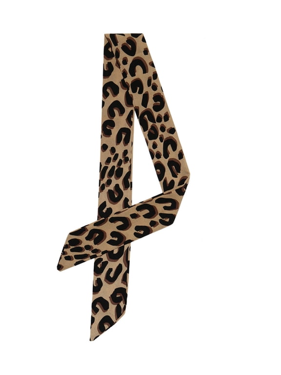 Skinny Scarf Womens Thin Long Neckscarf Fashion Leopard Print Hairband Waistband Bag Handle Accessory Brown 88x5cm/35x2"