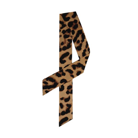 INSPIRE CHIC Skinny Scarf Womens Thin Long Neckscarf Fashion Leopard Print Hairband Waistband Bag Handle Accessory Dark Brown 88x5cm/35x2"