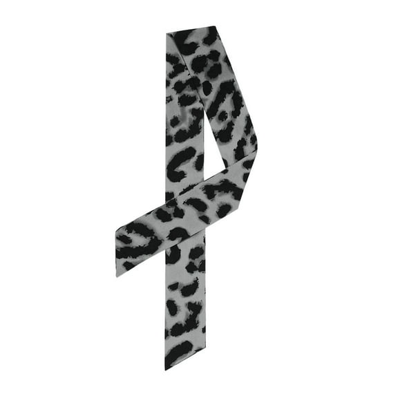 INSPIRE CHIC Skinny Scarf Womens Thin Long Neckscarf Fashion Leopard Print Hairband Waistband Bag Handle Accessory Gray 88x5cm/35x2"