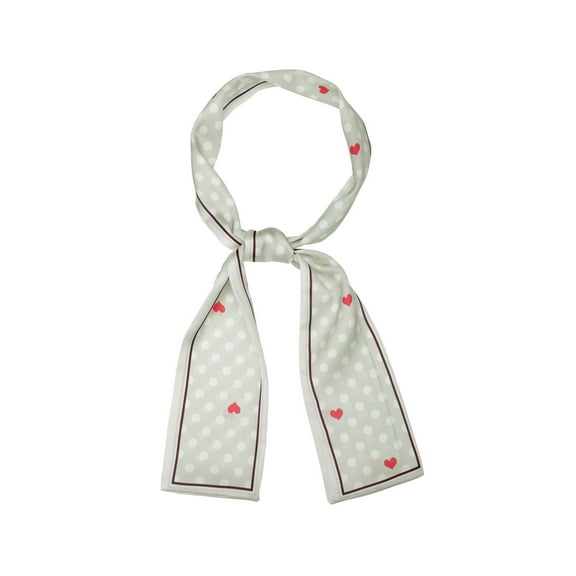 INSPIRE CHIC Women's Skinny Scarf Polka Dots Neck Wraps Ribbon Hairband Neckerchief Khaki Heart