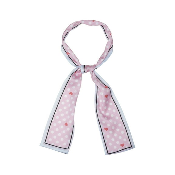 INSPIRE CHIC Women's Skinny Scarf Polka Dots Neck Wraps Ribbon Hairband Neckerchief Pink Heart
