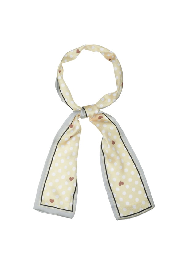 Women's Skinny Scarf Polka Dots Neck Wraps Ribbon Hairband Neckerchief Yellow Heart
