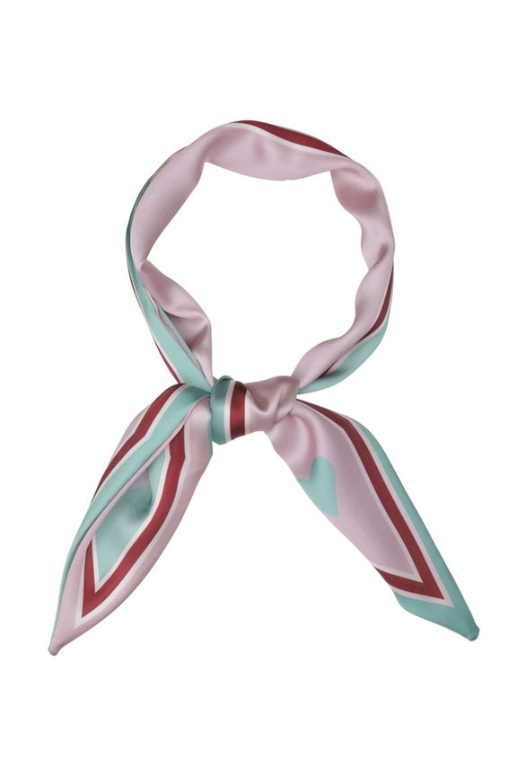 Women's Elegant Skinny Scarf Ribbon Hair Band Handbag Handle Neck Scarf Pink Heart