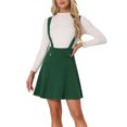 thumbnail image 1 of INSPIRE CHIC Women's Skirt Faux Pocket Buttons Decor Above Knee Suspender Skirt L Dark Green, 1 of 5