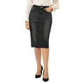 thumbnail image 1 of INSPIRE CHIC Women's Denim Skirt High Waist Raw Hem Knee Length Wrap Jean Skirts 2XL Black, 1 of 7