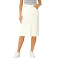 thumbnail image 1 of INSPIRE CHIC Women's Denim Skirt High Waist Raw Hem Knee Length Wrap Jean Skirts M Cream White, 1 of 6