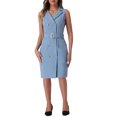 thumbnail image 1 of INSPIRE CHIC Women's Dress Sleeveless Notched Lapel Double Breasted Belted Work Office Blazer Dresses XL Grey Blue, 1 of 6