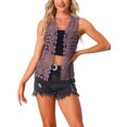 thumbnail image 1 of INSPIRE CHIC Women's Sleeveless Open Front Cardigan Vest Hollow Out Crochet Shrugs M Purple, 1 of 5