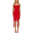 thumbnail image 1 of INSPIRE CHIC Women's Sleeveless Ruched Spaghetti Strap Cami Ruffle Bodycon Midi Dress L Red, 1 of 6