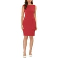 thumbnail image 1 of INSPIRE CHIC Women's Sheath Dress Sleeveless Boat Neck Wear-to-Work Dress Red XL, 1 of 6