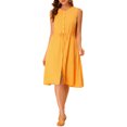 thumbnail image 1 of Allegra K Women's Sleeveless Solid Button Front Drawstring Dress, 1 of 6