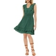 thumbnail image 1 of Allegra K Women's Sleeveless V Neck Lace Trim Ruffled Dresses, 1 of 6