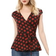 thumbnail image 1 of INSPIRE CHIC Women's Sleeveless V-Neck Self Tie Wrap Front Dotted Top XS Black, 1 of 8
