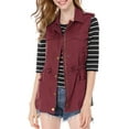 thumbnail image 1 of INSPIRE CHIC Women's Sleeveless Jacket Drawstring Waist Zip Up Cotton Cargo Vest with Pocket L Burgundy, 1 of 9