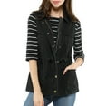 thumbnail image 1 of INSPIRE CHIC Women's Sleeveless Jacket Drawstring Waist Zip Up Cotton Cargo Vest with Pocket M Black, 1 of 9