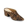 thumbnail image 1 of BLISSFUL STEP Women's Slides Block High Heels Slip on Pointed Toe Slide Mules Leopard 7, 1 of 8