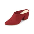 thumbnail image 1 of BLISSFUL STEP Women's Slides Block High Heels Slip on Pointed Toe Slide Mules Red 8.5, 1 of 8